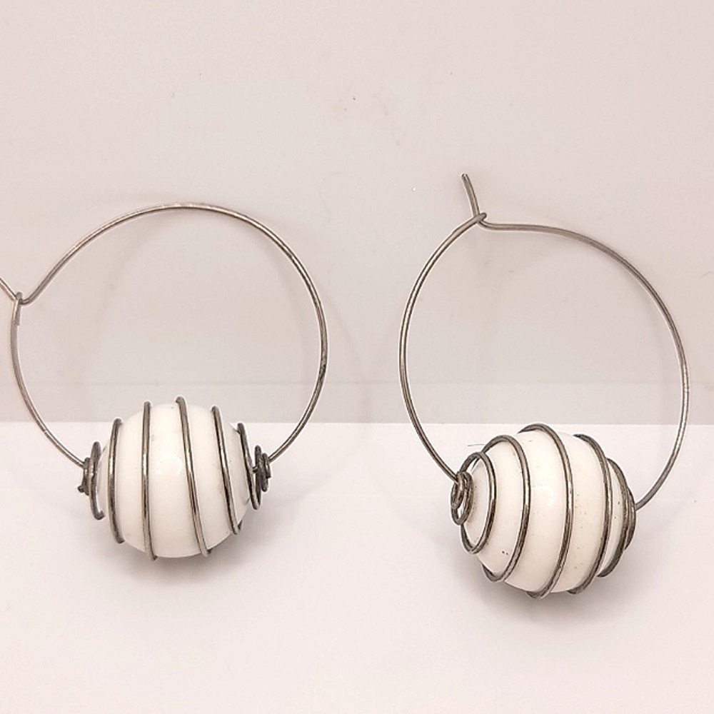 Vintage White Coiled Earrings